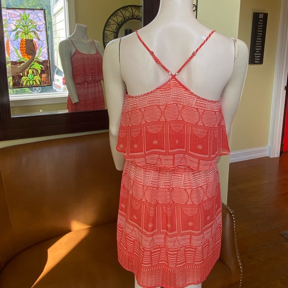 Bebe 🧡 XS adjustable straps, racer back, sheer layered orange & white sundress - Picture 3 of 5